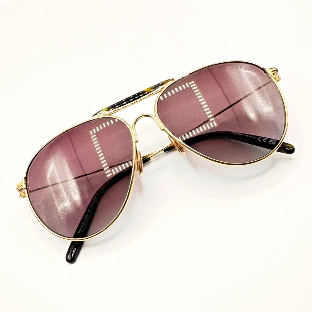 Tom Ford Sunglasses RAPHAEL-02 TF995 32F Gold Aviator Gradient Brown Lens 59mm